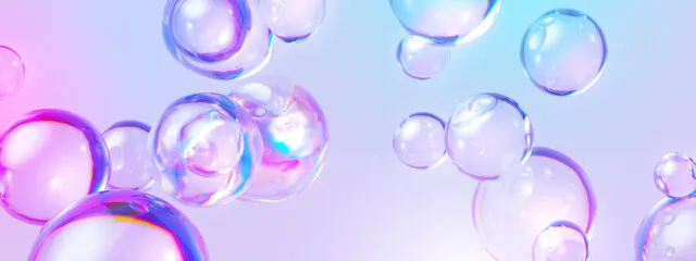 A group of bubbles floating in the air.